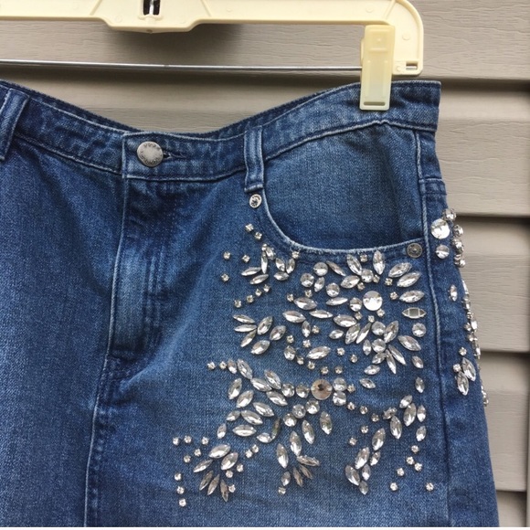 rhinestone denim skirt